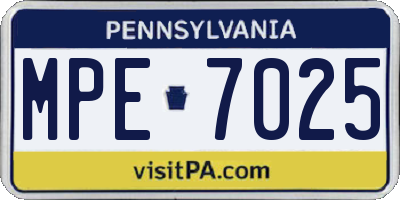 PA license plate MPE7025
