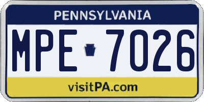 PA license plate MPE7026