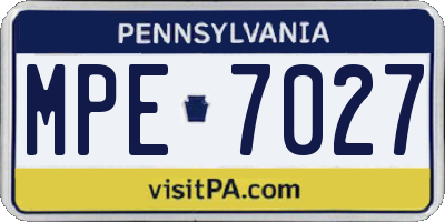 PA license plate MPE7027