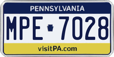 PA license plate MPE7028