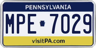 PA license plate MPE7029