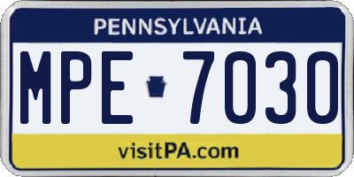 PA license plate MPE7030