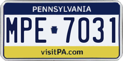 PA license plate MPE7031