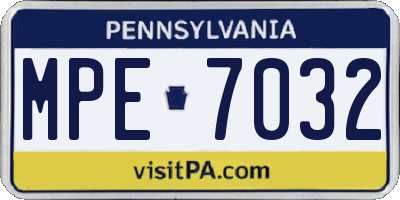 PA license plate MPE7032