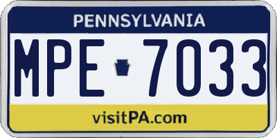 PA license plate MPE7033