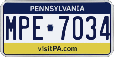 PA license plate MPE7034