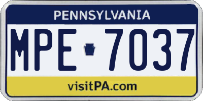 PA license plate MPE7037