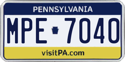 PA license plate MPE7040