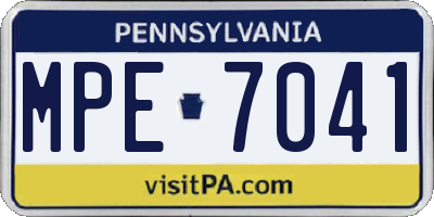 PA license plate MPE7041
