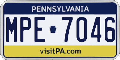 PA license plate MPE7046