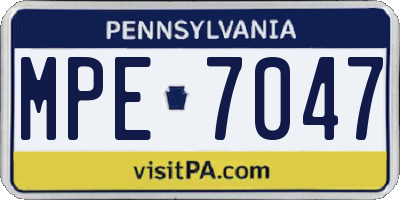 PA license plate MPE7047