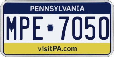 PA license plate MPE7050