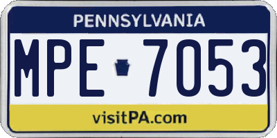 PA license plate MPE7053