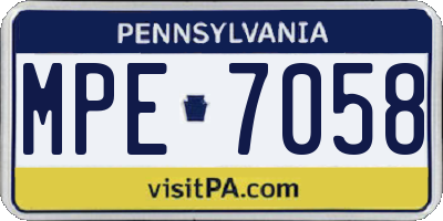 PA license plate MPE7058