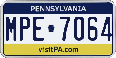PA license plate MPE7064