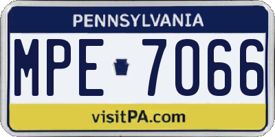 PA license plate MPE7066