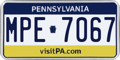 PA license plate MPE7067