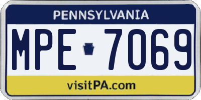 PA license plate MPE7069