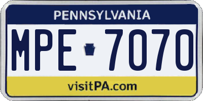PA license plate MPE7070