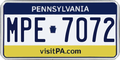 PA license plate MPE7072