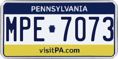 PA license plate MPE7073
