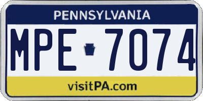 PA license plate MPE7074