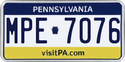 PA license plate MPE7076