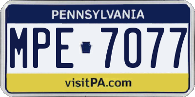 PA license plate MPE7077