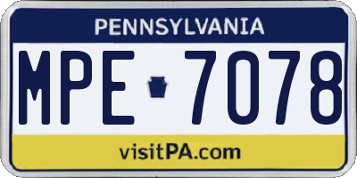 PA license plate MPE7078