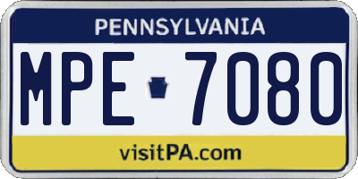 PA license plate MPE7080