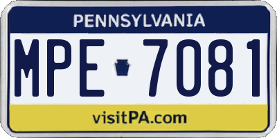 PA license plate MPE7081