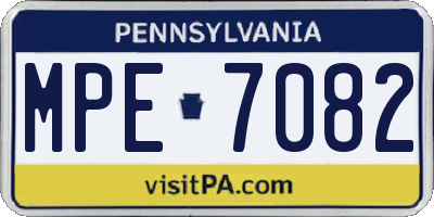 PA license plate MPE7082