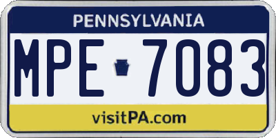 PA license plate MPE7083