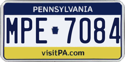PA license plate MPE7084