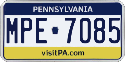 PA license plate MPE7085