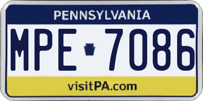 PA license plate MPE7086