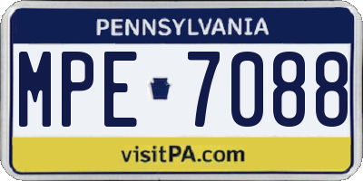 PA license plate MPE7088