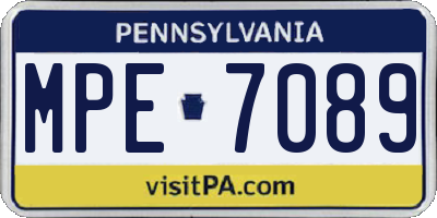 PA license plate MPE7089
