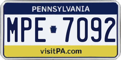 PA license plate MPE7092