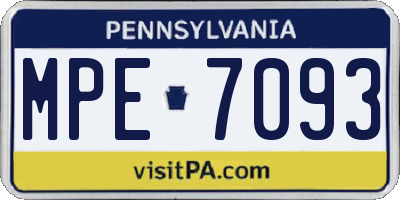 PA license plate MPE7093