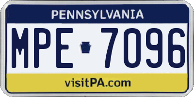 PA license plate MPE7096
