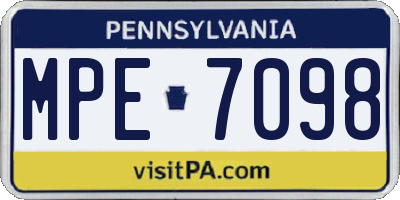 PA license plate MPE7098