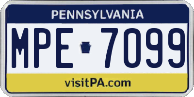 PA license plate MPE7099
