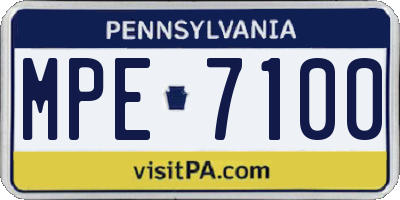 PA license plate MPE7100