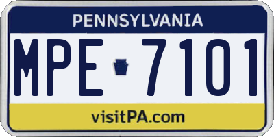 PA license plate MPE7101