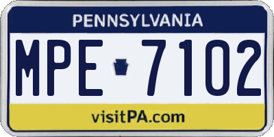PA license plate MPE7102