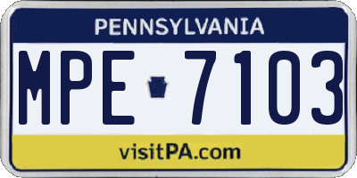PA license plate MPE7103