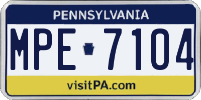 PA license plate MPE7104