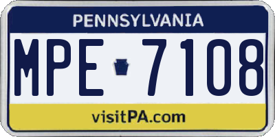 PA license plate MPE7108