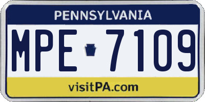 PA license plate MPE7109